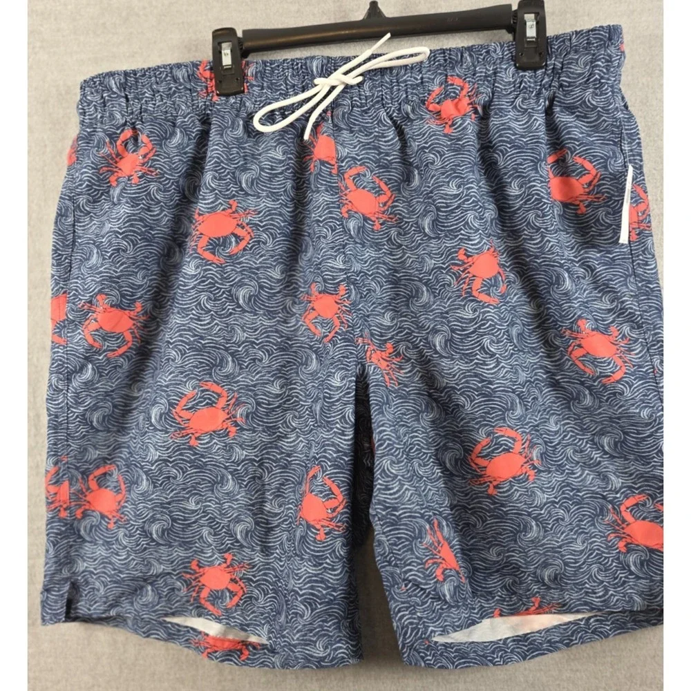 OLD NAVY Swim Trunks XL Red Crabs Nautical Mesh Pockets Elastic Tie Waist NEW